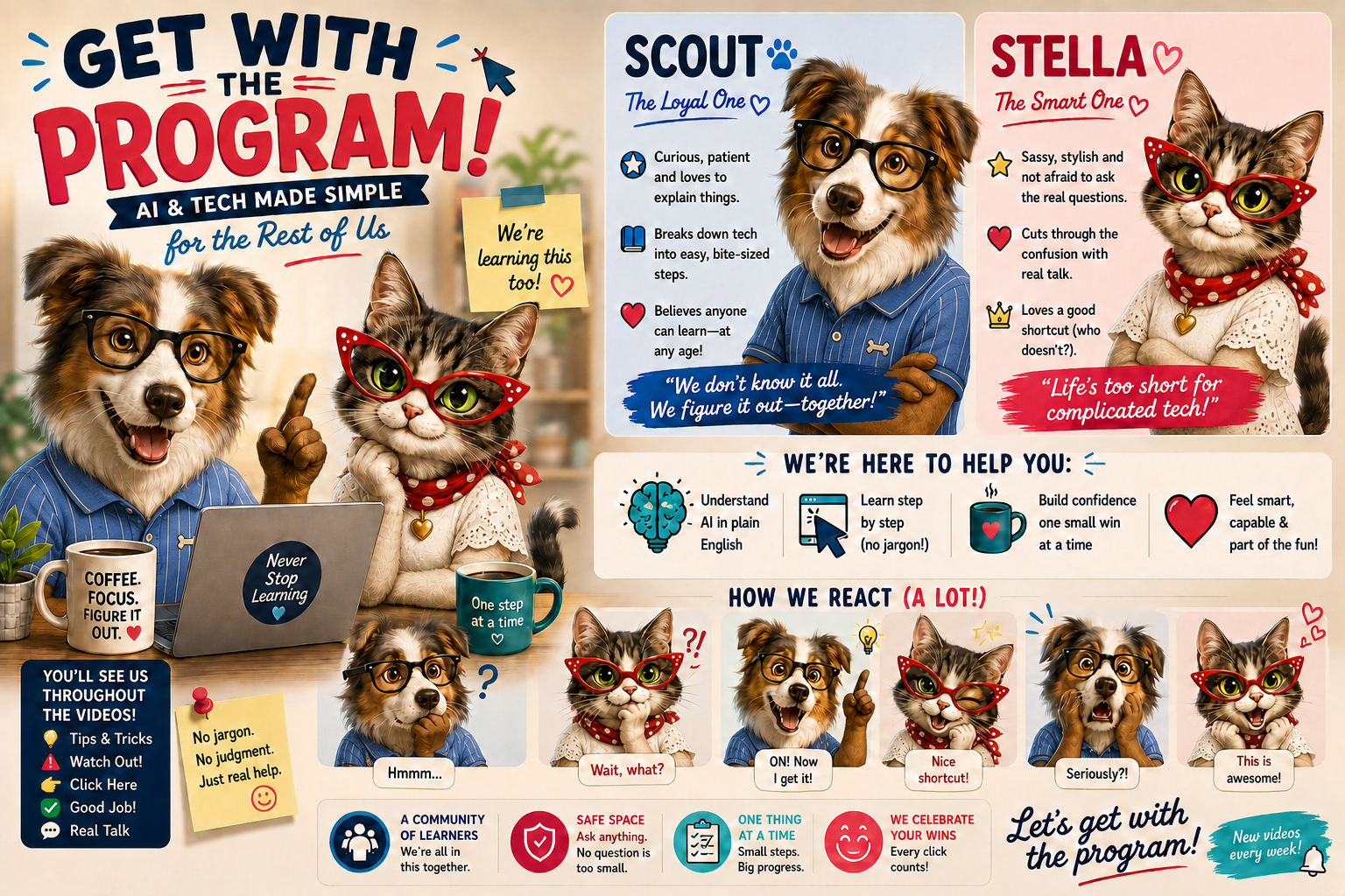 Scout and Stella, your friendly tech guides